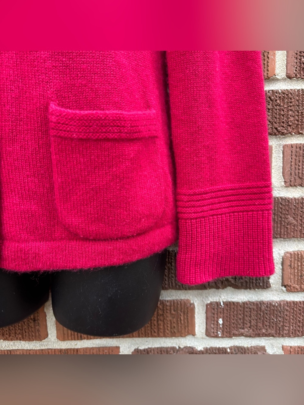 Ellen Tracy Women's SP Vibrant Fuschia Cashmere knit Cardigan Sweater - Picture 3 of 13